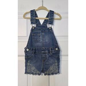 Genuine Kids Oshkosh B'gosh Overalls Size‎ 12months  Denim Floral Embroidered